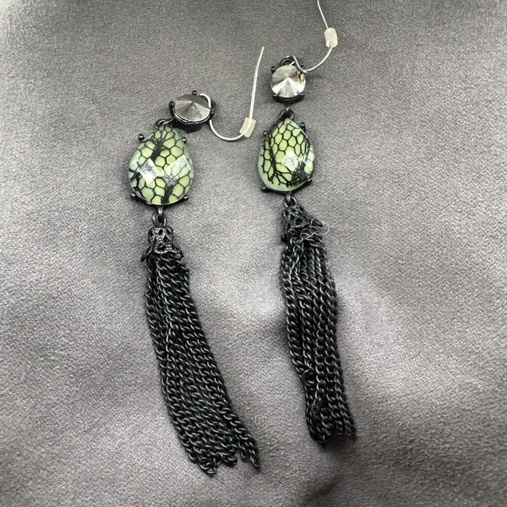 Gothic Olive earrings Halloween costume jewelry Spiderweb Wendy Spook Tim Burton